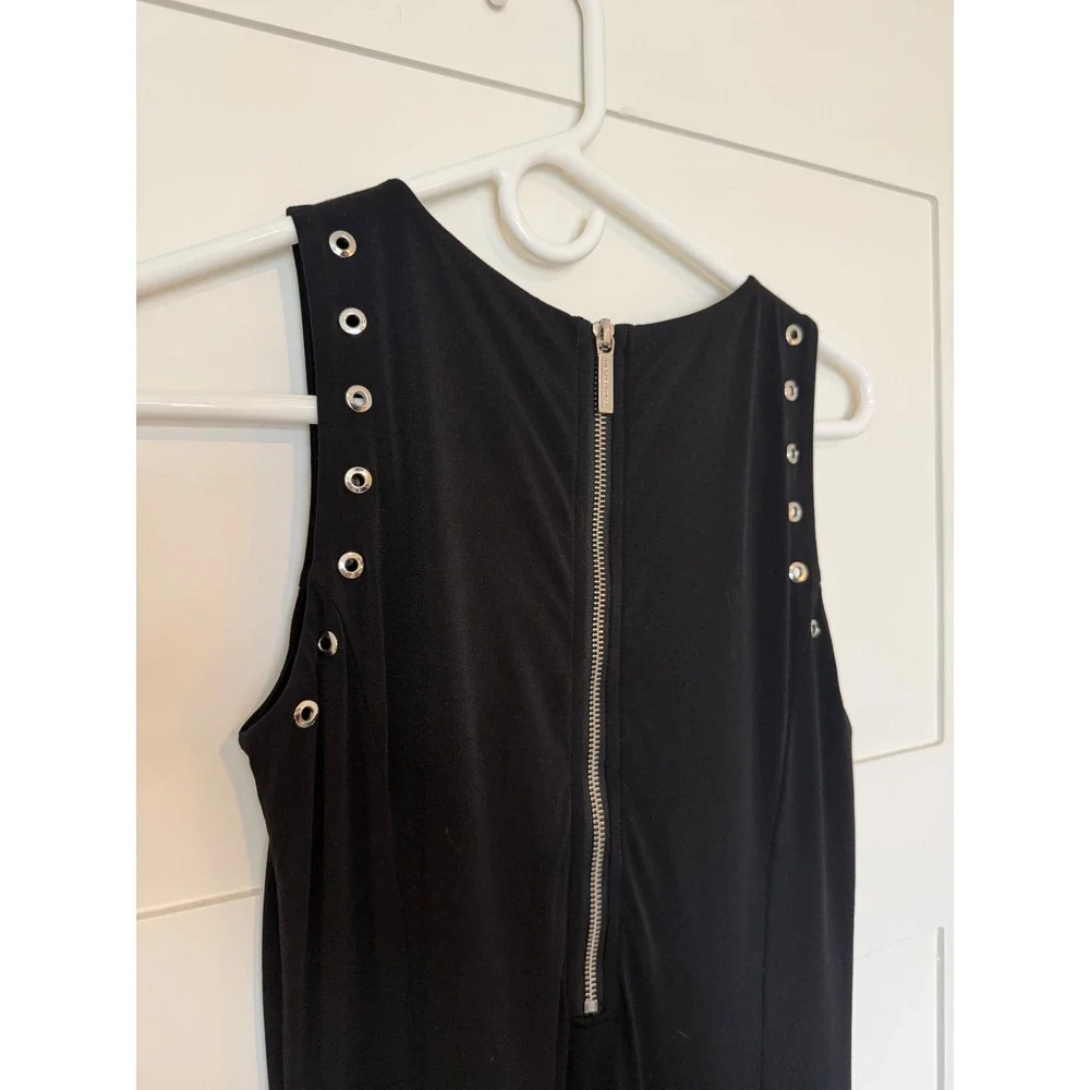Michael Kors Black Jersey Grommet Maxi Dress Stretch Slim Fit Edgy Sleeveless S